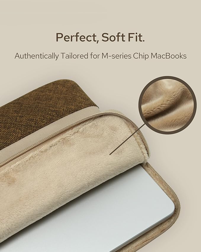 Slim Laptop Sleeve with a Back Zipper Pocket Designed for M1/M2/M3 MacBook Pro/Air (Latte, Designed for 13.6-inch MacBook Air (M2/M3))