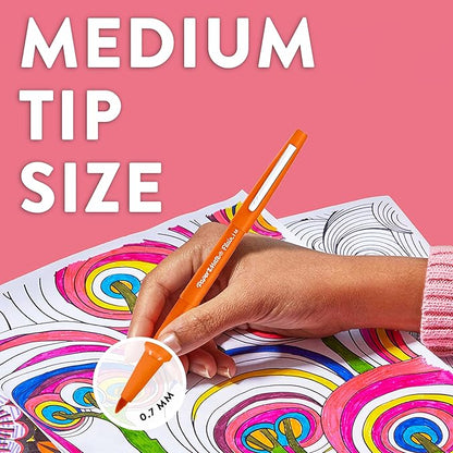 Paper Mate Flair Felt Tip Pens | Medium Tip (0.7 mm) | Assorted Colours | 16 Count Pouch