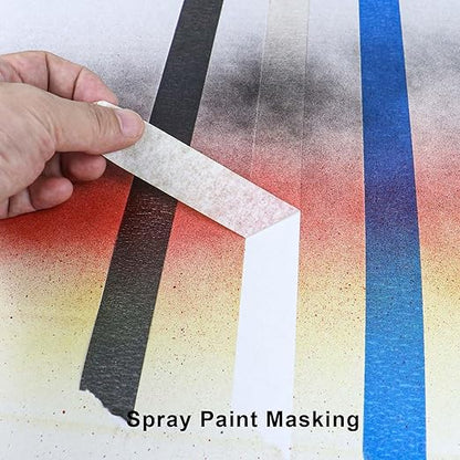4 Pack White Artist Tape - Art Masking Tape for Watercolor Paper, Canvas Acrylic Painting, Curves, Framing, Paint, Gouache, Console - Acid Free Drafting Tape 0.80" Wide - 360FT Total