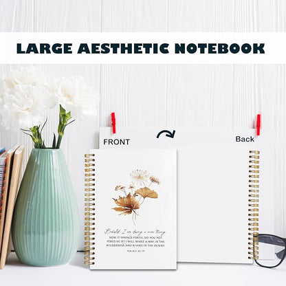 BearCake bible journaling notebook,christian journal bible for women,Bible Notebooks for Note Taking Behold I am Doing a New Thing Floral Christian Notebook bible Journal,Spiral Notebook 5.5x8.3