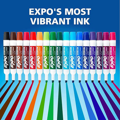 EXPO Dry Erase Markers Kit, Chisel Tip, Assorted Colors, Eraser, Spray Cleaner, 6 Count
