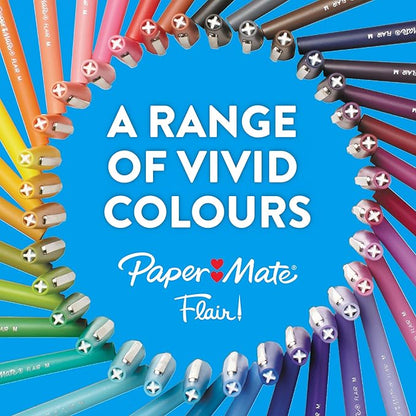 Paper Mate Flair Felt Tip Pens | Medium Tip (0.7 mm) | Assorted Colours | 16 Count Pouch
