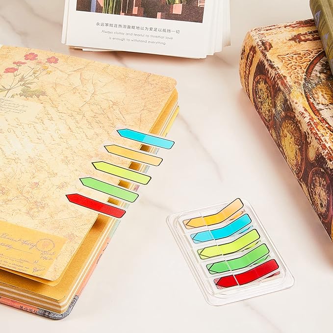 Teling 1000 Pcs Arrow Flags Arrow Tabs Flags Sign Here Tabs Arrow Stickers 5 Colors Sticky Flags Arrow Sticky Notes with Dispenser Easy to Post for Notary Books Paper