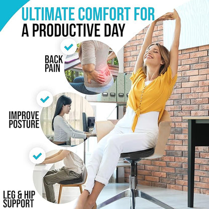 FORTEM Seat Cushion and Lumbar Support for Office Chair, Desk Chair Cushion, Memory Foam Office Chair Cushion, Non Slip Sitting and Back Pillow for Gaming, Car Seat Cushion, Chair Pad