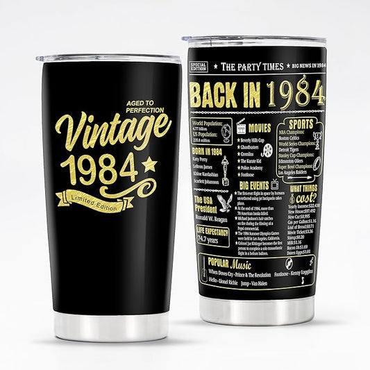 Happy 40th Birthday Tumblers Gifts for Men Women, Back in 1984 Stainless Steel Tumblers Gifts, 1984 40 Years Old Birthday Gift For Wife Husband Mom Dad