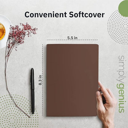 Simply Genius A5 Notebooks for Work, Travel, Business, School & More - College Ruled Notebook - Softcover Journals for Women & Men - Lined Note Books with 92 pages, 5.5" x 8.3" (Brown, 30 pack)