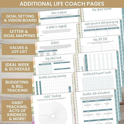 bloom daily planners 2025 Planner (8.5" x 11") Calendar Year Day Planner (January 2025 - December 2025) - Weekly & Monthly Agenda Organizer with Stickers & Tabs - Watercolor Waves