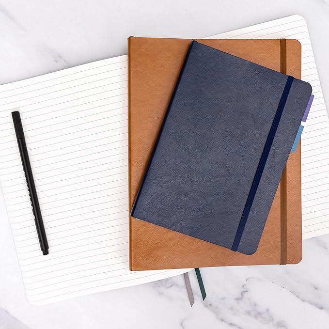 PAPERAGE Softcover Lined Journal Notebook (Blush), 176 Pages, Large B5 College Ruled Notebook, 7.6 inches x 10 inches - 100 GSM Thick Premium Paper, Soft Vegan Leather Journal for Home, Work & School