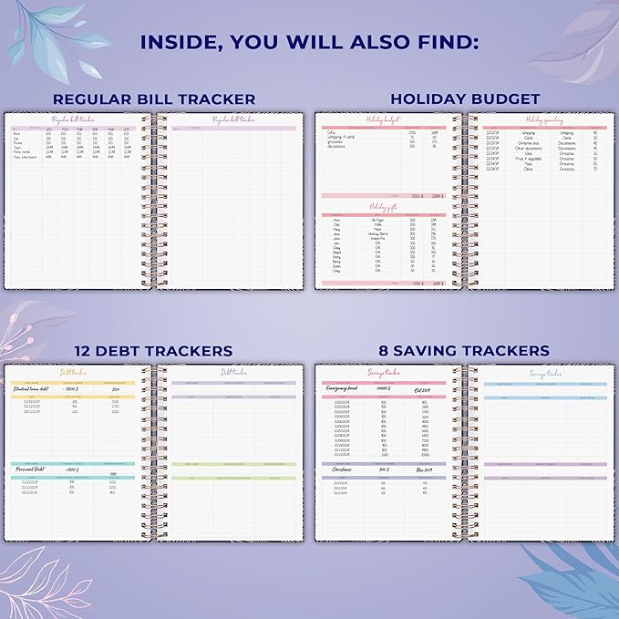PLANBERRY Large Budget Planner & Monthly Bill Organizer with Pockets – Budgeting Book, Finance & Expense Tracker, 8.3x9.4″ (Royal Blue)