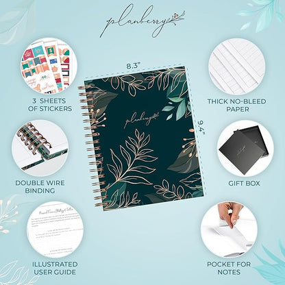 PLANBERRY Large Budget Planner & Monthly Bill Organizer with Pockets – Budgeting Book, Finance & Expense Tracker, 8.3x9.4″ (Green Pastures)