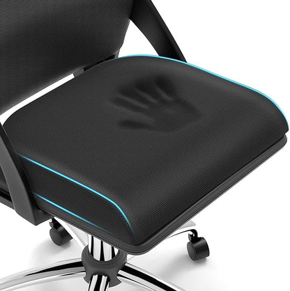 Large Seat Cushion, Soft Foam Cushion for Long Sitting Hours on Office Chair, Home & Car, Non-Slip Chair Pad for Relieving Back & Sciatica & Hip & Coccyx Pain (Black)