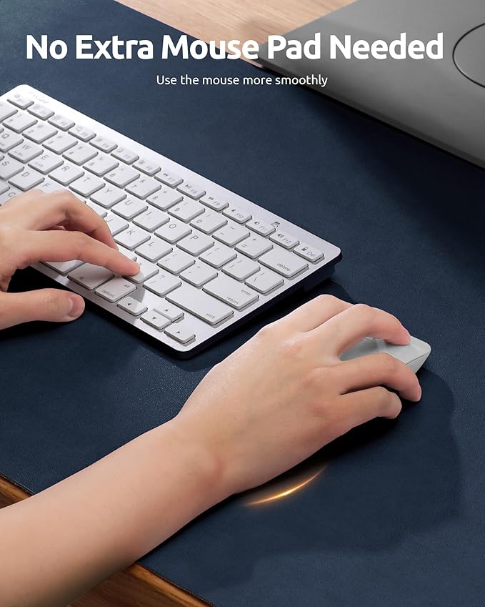 YSAGi Leather Desk Protector, Office Mat, Large Mouse Mat, Non-Slip PU Leather Blotter, Laptop Desk Mat, Waterproof Writing Pad for Office and Home (Dark Blue, 23.6" x 13.8")