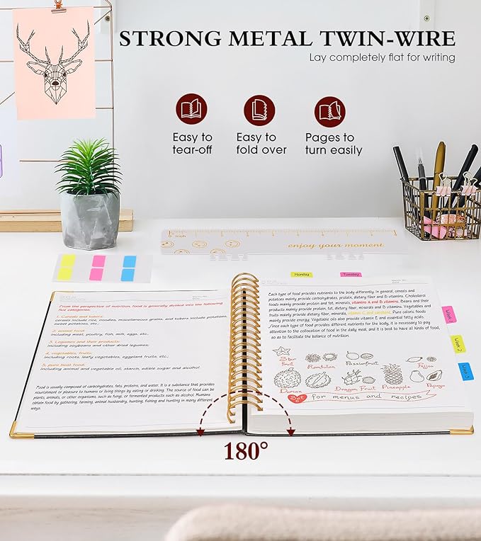 Spiral Notebook Journal 8.5” x 11”, 300 Pages Hardcover Leather Lined Journals for Women Men, A4 Large College Ruled Notebooks with 100 GSM Thick Paper, Spiral Journal for Writing Work School, Black