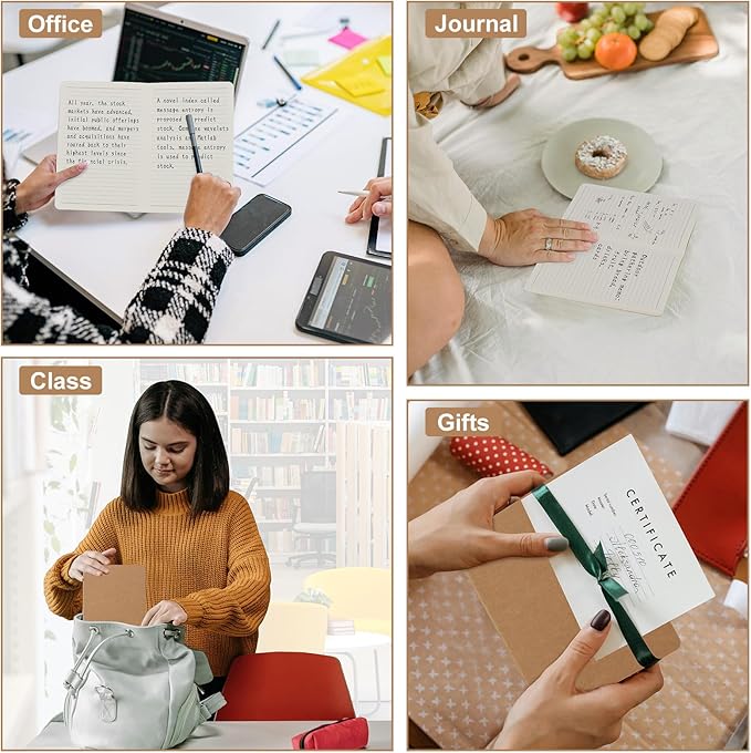 ZCZN 8 Pack A5 Kraft Notebooks Bulk, 8.15x5.5 Inches Lined Paper Journaling Notebooks, Notebooks for Work, Composition Notebooks for School, Journal Notebooks for Office, 60 Pages