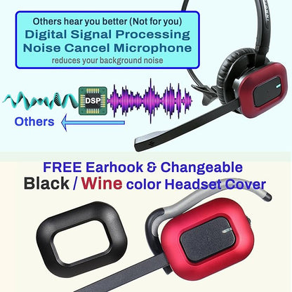 INNOTALK - Desk Phone Wireless Headset with RJ9 Adapter, 10-Hour Talk Time Handsfree Phone Headset, Office Phone Headset for Desk Phone, 300 Ft. Long Range Wireless Headset, W780