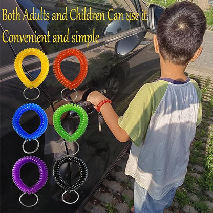 Pack of 36 Colorful Spring Spiral Wrist Coil Key Chain, Wristband Key Ring (Solid Green)