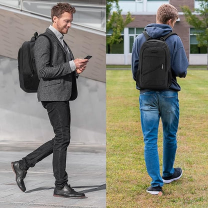 Laptop Backpack for Men, Anti Theft Backpack with USB Charging Port, 15.6 Inch Large Backpack for Travel Business (Black)