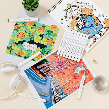 100 Colors Dual Tip Artist Alcohol Markers Set with Carrying Case - Perfect for Coloring, Drawing, Sketching, Card Making and Illustration - Perfect for Adults and Kids