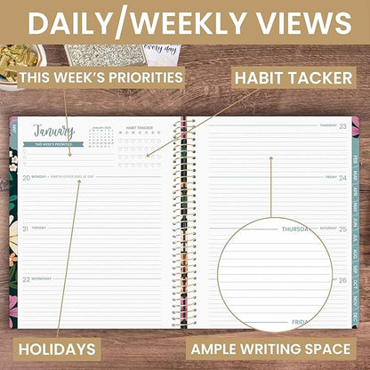 bloom daily planners 2025 (8.5" x 11") Calendar Year Day Planner (January 2025 - December 2025) - Weekly/Monthly Dated Agenda Organizer with Stickers & Tabs - Blooming Wildly