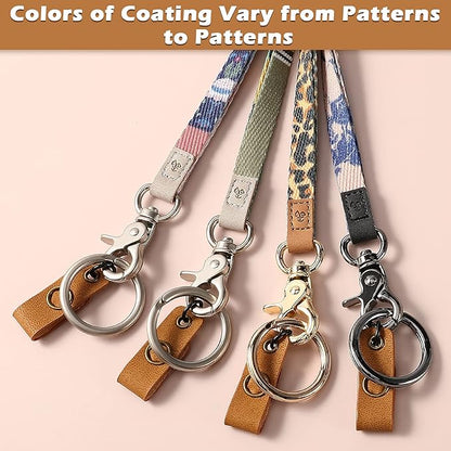 MNGARISTA Neck Lanyard for Keys, Floral Key Lanyard for Women, Durable ID Lanyards with Keyring and Clasp for ID Badges, School ID or Wallets, White Leopard