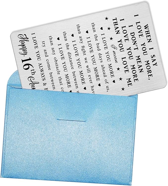 CPLJW 16th Anniversary Wallet Card Gifts for Men Husband, 16 Year Anniversary Romantic Gifts for Him