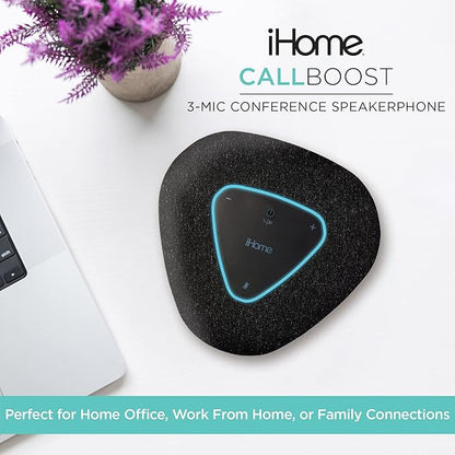 iHome Conference Speaker and Microphone, USB and Bluetooth Speakerphone with 3 Noise Cancelling Microphones for Home Office, Compatible with Mac, Windows, iOS, and Android