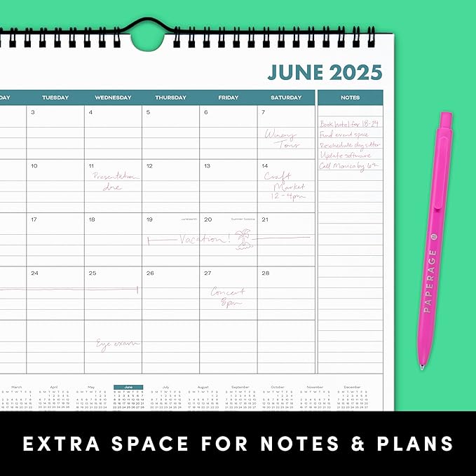 PAPERAGE Calendar 2025-12 Month, (Black), 3 Pack, Minimalist Wall and Desk Calendar with Monthly Views and Yearly Plans – Small (9 in x 11 in)