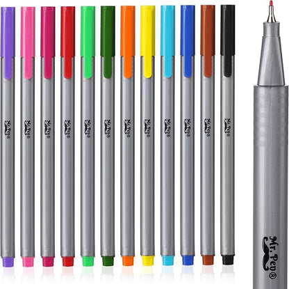 Mr. Pen- Fineliner Pens, 12 Pack, Pens Fine Point, Colored Pens, Bible Journaling Pens, Journals Supplies, School Supplies, Pen Set, Art Pens, Writing Pens, Fine Tip Markers