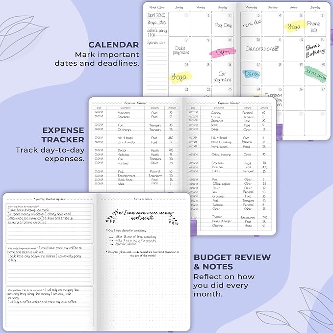 GoGirl Budget Planner – Monthly Financial Planner Organizer Budget Book. Expense Tracker Notebook Journal to Control Money, A5 (Lavender)