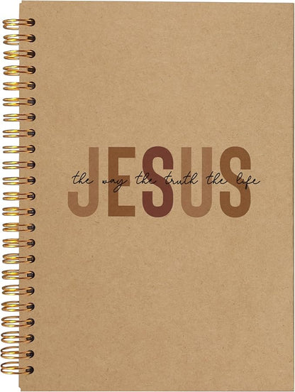Boho Christian Notebook Journal, Christian Gifts for Women, Bible Notebooks for Note Taking, Bible Journaling Notebook, Jesus the Way the Truth the Life Hardcover Spiral Notebook 5.5x8.3 kraft paper