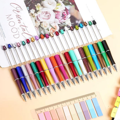jiebor 20Pcs Beadable Pens Plastic Bead Ballpoint Pens Bulk with 50Pcs Black Ink Cute Cool Diy Pens for Journaling Women Teacher Graduation Christmas Gift Office School Supplies