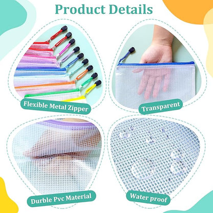 24pcs Mesh Zipper Pouch Bags Small, Pencil Bags With Zipper, 8.1x4.8 Inches Zipper Pencil Pouch, 8 Colors Pencil Pouch Bulk, Reusable Pencil Bags for Office Supplies and Travel Storage