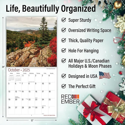 RED EMBER Seasons in the National Parks 2025 Wall Calendar 12 Month | 12" x 24" Open | Thick & Sturdy Paper | Giftable | Calendar 2025