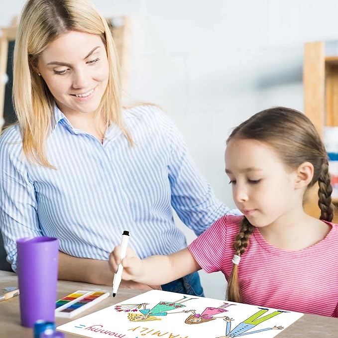 6pack Dry Erase Board 9"x12" with Lines and Blank Surface Learning,Math,Writing - Student,Teacher & Homeschool Supplies Mini Whiteboard Erasers Included Colors pens