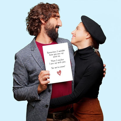 Funny Valentines Day Card for Him Her - Sometimes I Wonder How You Put Up With Me, Humorous Anniversary Card for Husband, Wife, Boyfriend, Valentines Gift for Men Women