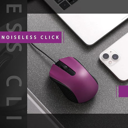 Hoteam 12 Pcs Wired Computer Mouse Bulk Cord USB Computer Mice Ergonomic Wired Mouse for Pcs, Computers, Laptops, Gaming Office Home Supplies(Purple)