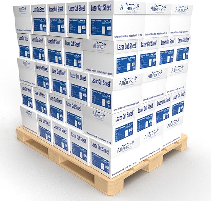 Prepunched Paper Alliance Laser Cut Sheet 5 Hole Top Punch 8.5 x 11 inch, 20 lb, 92 Bright, 80 Cartons, 200,000 Sheets