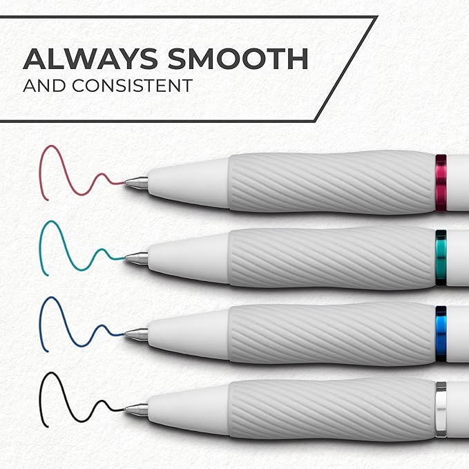 SHARPIE S-Gel Pens, Pearl White Body, Medium Point (0.7mm), Gel Pens for Journaling and Coloring, Updated Classic Color Assortment, 4 Count
