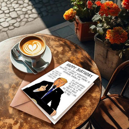 Funny Trump Birthday Card for Women Men, Humorous Donald Trump Birthday Card for Dad or Mom, Trump Birthday Card for Husband Wife, Unique Birthday Gift for Him Her