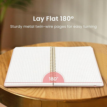 Taja Graph Spiral Journal Notebook for Women & Men, 140 Pages, Graph Paper Hardcover Notebook for Planning & Tracking, Journals for Graphing, A5(6"x8") - Pink