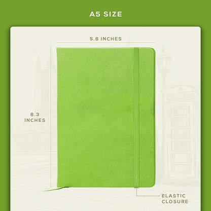 BEECHMORE BOOKS Lined Journal Notebook, 5.8 x 8.3 inch, A5 160 Lined Pages, Hardcover Leather Journals for Women, Men, Writing and Notebooks for Work - 120 GSM Thick Paper, Gifts Box Included
