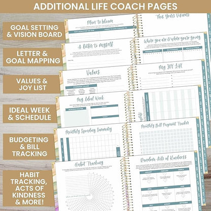 bloom daily planners 2025 Planner HARDCOVER (8.5" x 11") Calendar Year Day Planner (January 2025 - December 2025) - Appointment Goal Organizer - Monthly & Weekly Inspirational Agenda Book - Watercolor Waves