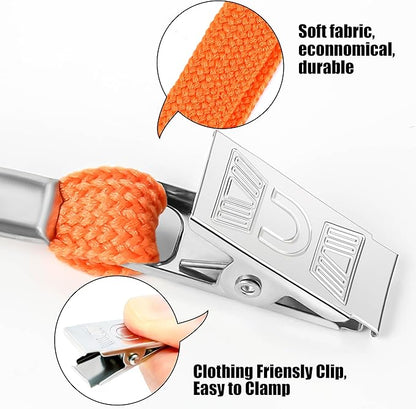 100Pcs Clear Plastic Horizontal Name Tags Badge ID Card Holders and 100Pcs Lanyards with Clip (Orange)