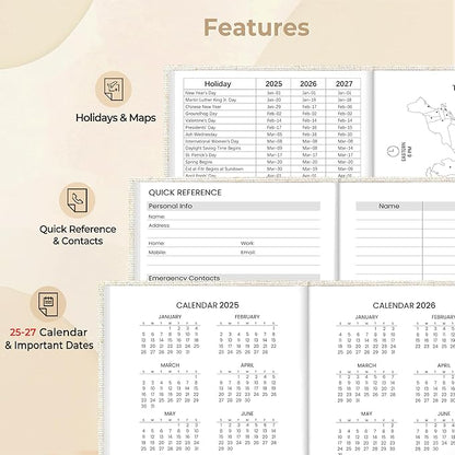 SUNEE 2025 Pocket Weekly Planner for Purse 3.5" x 6" - 12 Month (January 2025 - December 2025), Pocket Size Planner, Hardcover, Notes, Pocket, 100 GSM Paper, Beige