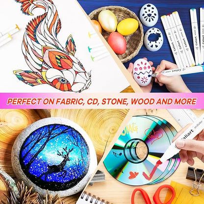 Caliart 41 Colors Dual Tip Art Markers Permanent Alcohol Based Markers Colored Artist Drawing Marker Pens Highlighters With Case for Coloring Animation Illustration Painting Card Making Underlining