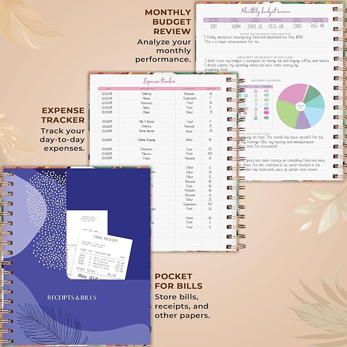 PLANBERRY Large Budget Planner & Monthly Bill Organizer with Pockets – Home Finance & Bill Payment Organizer – Budgeting Book with Income & Expense Tracker – 8.3″ x 9.4″ Hardcover (African Terracotta)