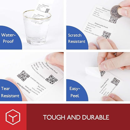 Phomemo Original [6x230 pcs] Labels Square Series, 1.57''x1.18'' (40x30mm) M110 M100 M220 M22 M12 M200 Labels, White, 230 Labels/Roll, 6 Rolls, Multi-Purpose Adhesive Thermal Phomemo Labels