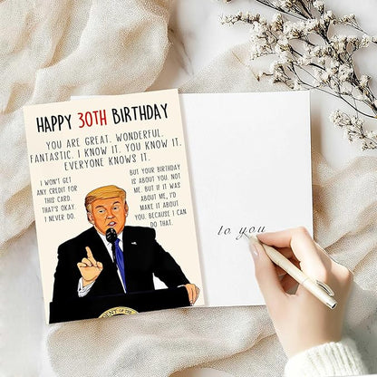 Funny Trump 30th Birthday Card, Happy Donald 30th Birthday Gifts for Men Women, Unique 30 Year Old Birthday Decorations for Him Her, Humor 30 Year Old Birthday Cards for Husband