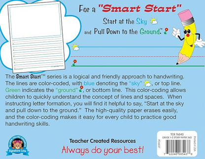 Teacher Created Resources 76543 Smart Start 42737 Story Paper: 360 sheets, White