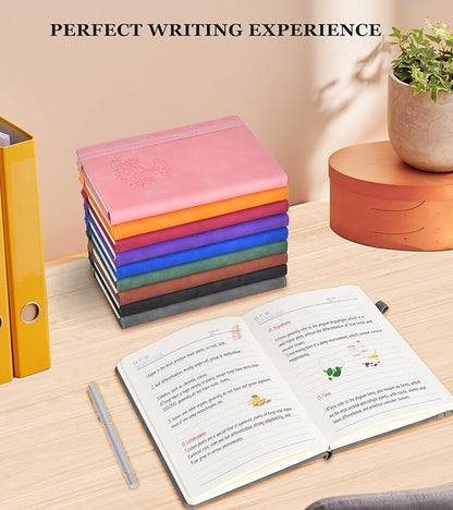 Lined Journal Notebook for Women and Men,Hardcover Leather Journaling Notebook for Writing, Travel, Business, Work and School,200 Pages A5 Notebook for Note Taking, Diary 5.9" × 8.5" - gery